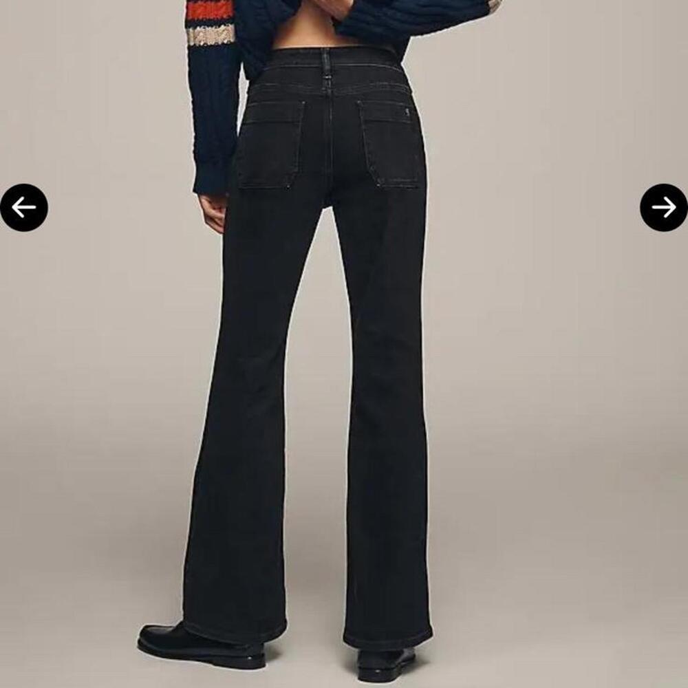 PILCRO Anthropologie The Icon Flare Jeans Mid Rise Black Wash Women’s size 32 - Picture 13 of 15